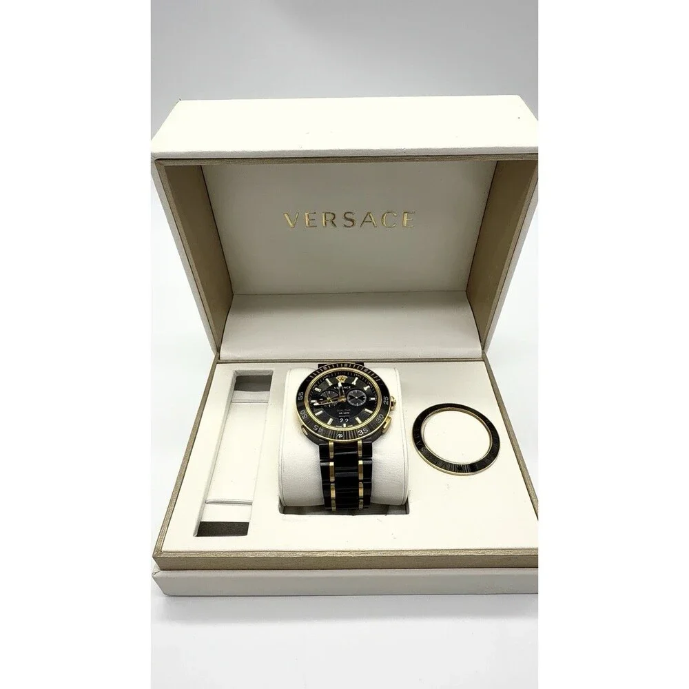 Versace V-Extreme Pro Multifunction Dual Time Watch with Bracelet, Black